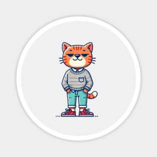 Funny Chilled Orange Cat, Love Cats Magnet