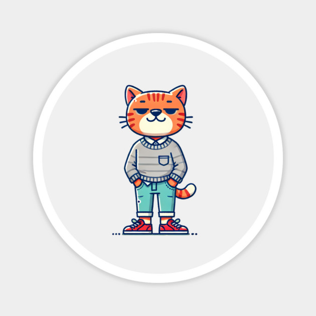 Funny Chilled Orange Cat, Love Cats Magnet by logiamerch