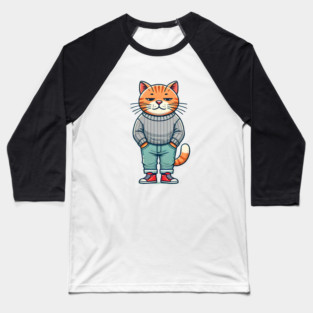 Funny Chilled Cat, Love Cats Baseball T-Shirt