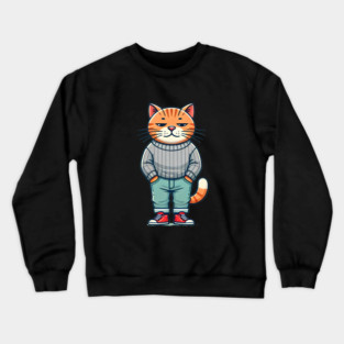 Funny Chilled Cat, Love Cats Crewneck Sweatshirt