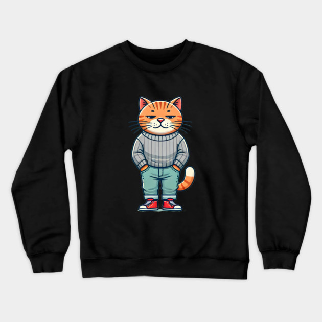 Funny Chilled Cat, Love Cats Crewneck Sweatshirt by logiamerch