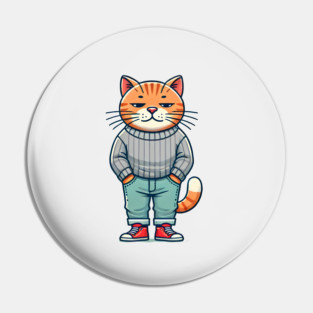 Funny Chilled Cat, Love Cats Pin