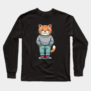 Funny Chilled Cat, Love Cats Long Sleeve T-Shirt