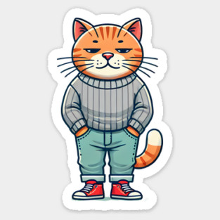 Funny Chilled Cat, Love Cats Sticker