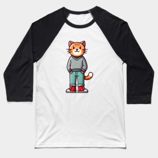 Funny Chilled Cat, Love Cats Baseball T-Shirt