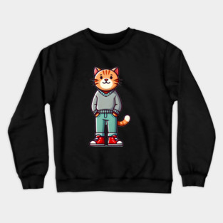 Funny Chilled Cat, Love Cats Crewneck Sweatshirt