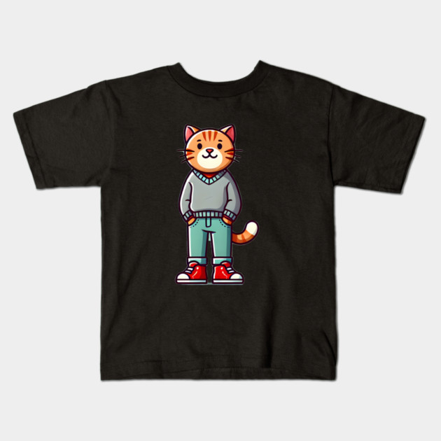 Funny Chilled Cat, Love Cats Kids T-Shirt by logiamerch