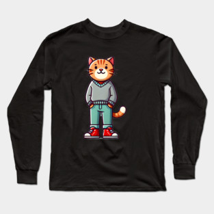 Funny Chilled Cat, Love Cats Long Sleeve T-Shirt