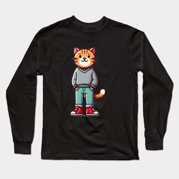Funny Chilled Cat, Love Cats Long Sleeve T-Shirt by logiamerch