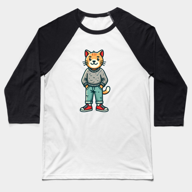 Funny Chilled Cat, Love Cats Baseball T-Shirt by logiamerch