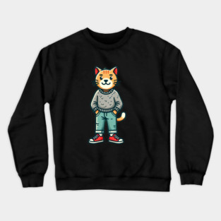 Funny Chilled Cat, Love Cats Crewneck Sweatshirt