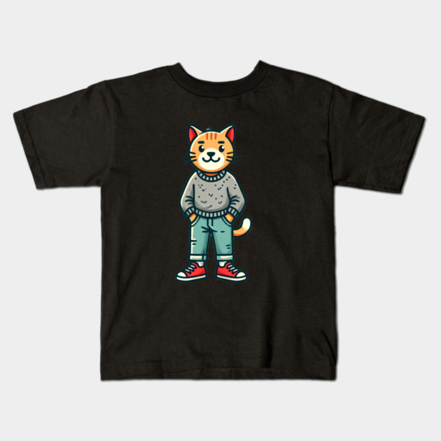 Funny Chilled Cat, Love Cats Kids T-Shirt by logiamerch