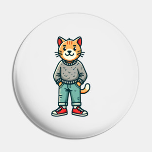 Funny Chilled Cat, Love Cats Pin