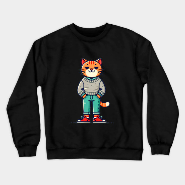Funny Chilled Cat, Love Cats Crewneck Sweatshirt by logiamerch