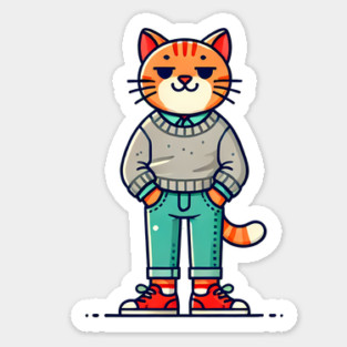 Funny Chilled Cat, Love Cats Sticker