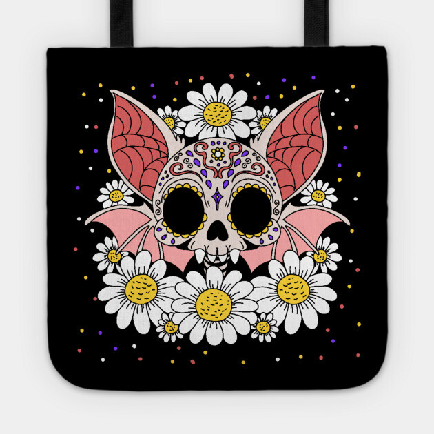 April's Daisies & Bat Skull Tote by H. R. Sinclair