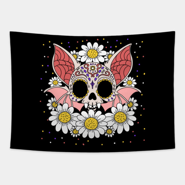 April's Daisies & Bat Skull Tapestry by H. R. Sinclair