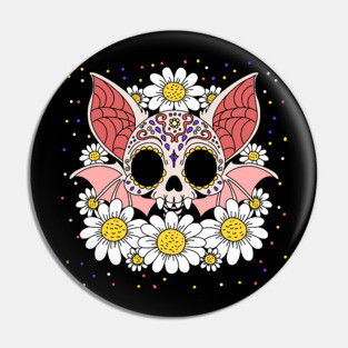 April's Daisies & Bat Skull Pin