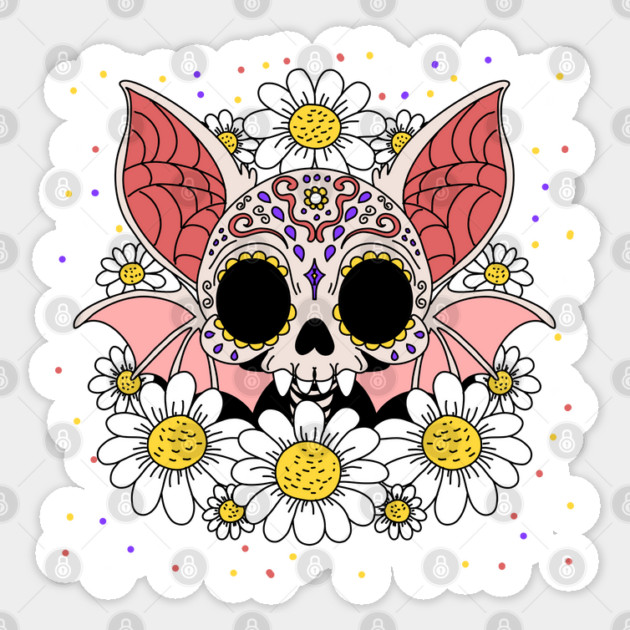 April's Daisies & Bat Skull Sticker by H. R. Sinclair