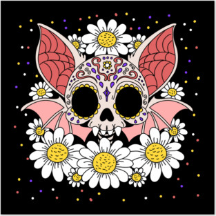 April's Daisies & Bat Skull Posters and Art
