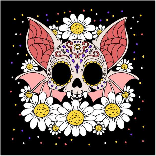 April's Daisies & Bat Skull Wall Art by H. R. Sinclair