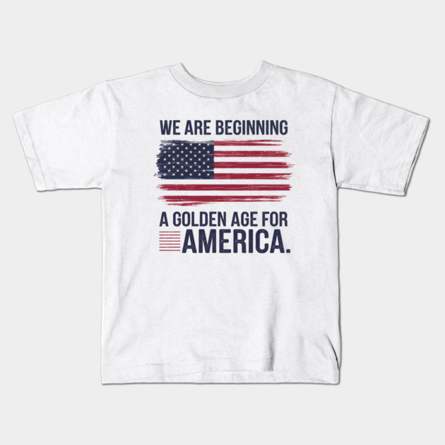 New Age of America, USA Flag, New Beginning Kids T-Shirt by logiamerch