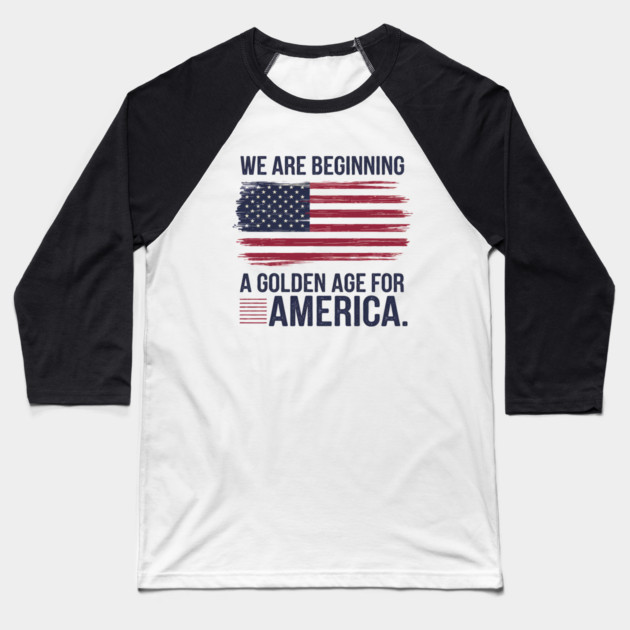 New Age of America, USA Flag, New Beginning Baseball T-Shirt by logiamerch