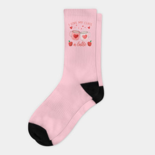 Teachers Valentine Day I Love My Class A Latte Coffee Women Socks