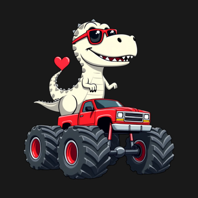 Valentines day Dinosaur Monster Truck with Heart Boys girls by ArtistTee ⭐⭐⭐⭐⭐