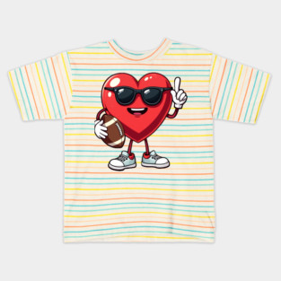 Football Valentines Day Design Boys Valentines Heart Kids Men Kids T-Shirt