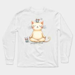 People Suck A Lot So Much, cute cat and mice design Long Sleeve T-Shirt