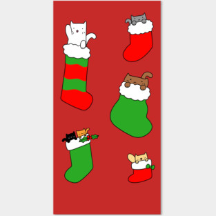 Christmas Stocking Kitties Posters and Art