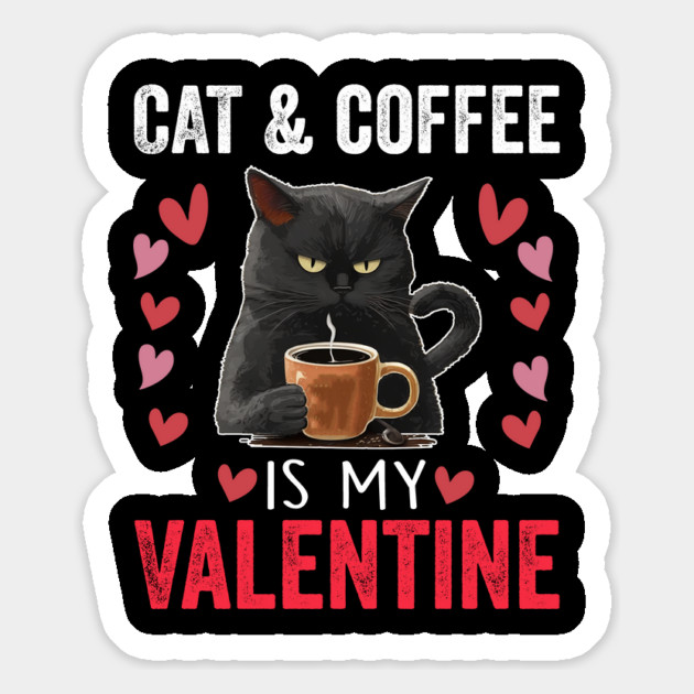 Cat & Coffee Valentine - Cute Cat Lover and Coffee Enthusiast Valentine's Day Design Magnet by ArtistTee ⭐⭐⭐⭐⭐