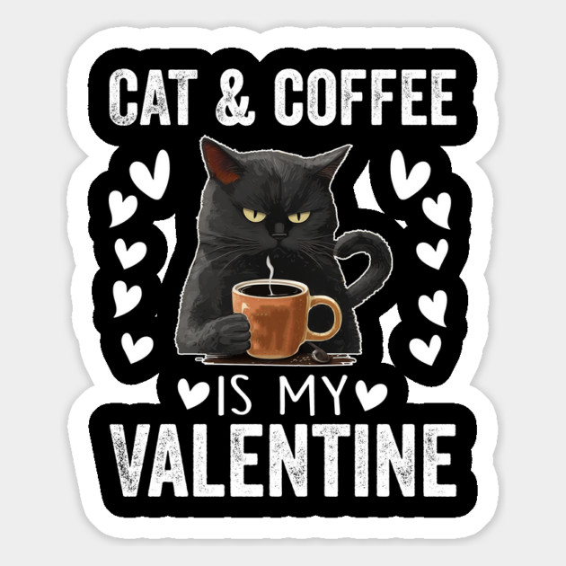 Cat & Coffee Valentine - Cute Cat Lover and Coffee Enthusiast Valentine's Day Design Magnet by ArtistTee ⭐⭐⭐⭐⭐