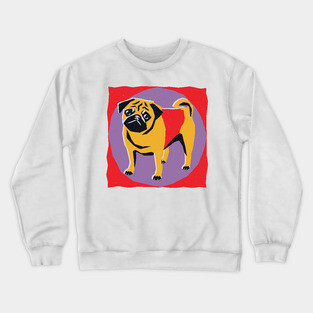 Retro Pug Art - Colorful Risograph Dog Design Crewneck Sweatshirt