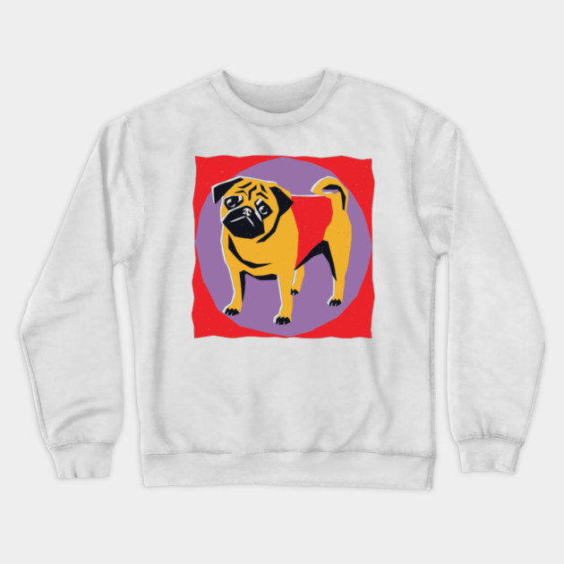 Retro Pug Art - Colorful Risograph Dog Design Crewneck Sweatshirt by TuncGK