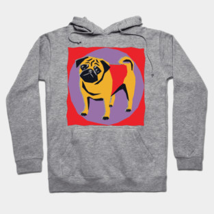 Retro Pug Art - Colorful Risograph Dog Design Hoodie