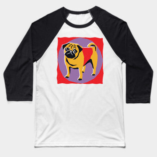 Retro Pug Art - Colorful Risograph Dog Design Baseball T-Shirt