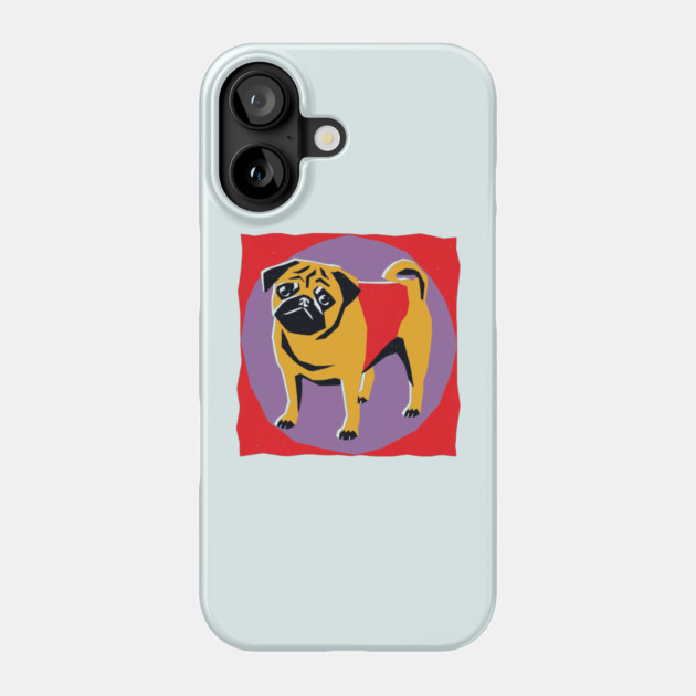 Retro Pug Art - Colorful Risograph Dog Design Phone Case by TuncGK