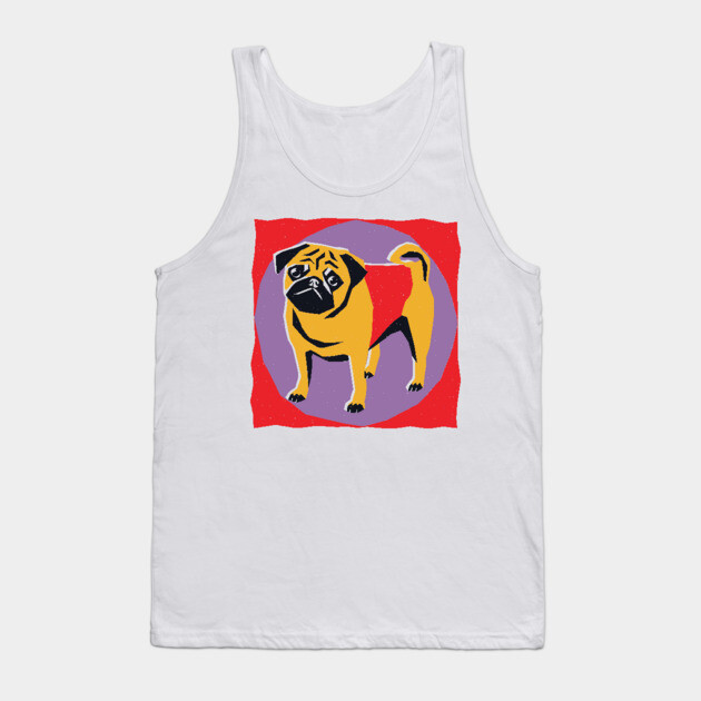 Retro Pug Art - Colorful Risograph Dog Design Tank Top by TuncGK
