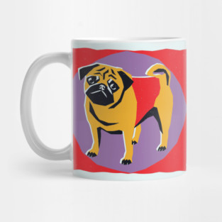 Retro Pug Art - Colorful Risograph Dog Design Mug