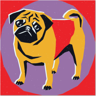 Retro Pug Art - Colorful Risograph Dog Design Posters and Art