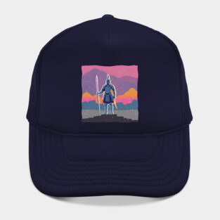 Retro Knight in Armor - Bold Risograph Fantasy Art Hat