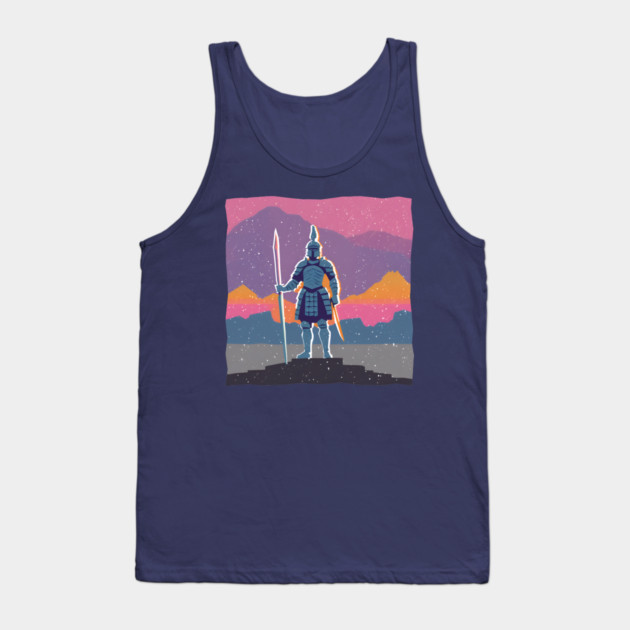 Retro Knight in Armor - Bold Risograph Fantasy Art Tank Top by TuncGK
