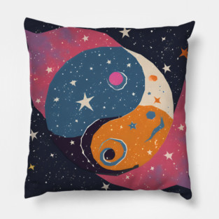 Bold Abstract Shapes - Vibrant Geometric Risograph Pillow