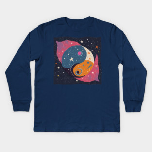 Bold Abstract Shapes - Vibrant Geometric Risograph Kids Long Sleeve T-Shirt
