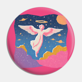 Angelic Figure - Vibrant Risograph Spiritual Art Pin