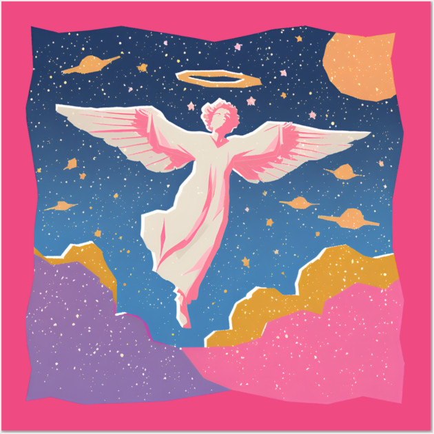 Angelic Figure - Vibrant Risograph Spiritual Art Wall Art by TuncGK