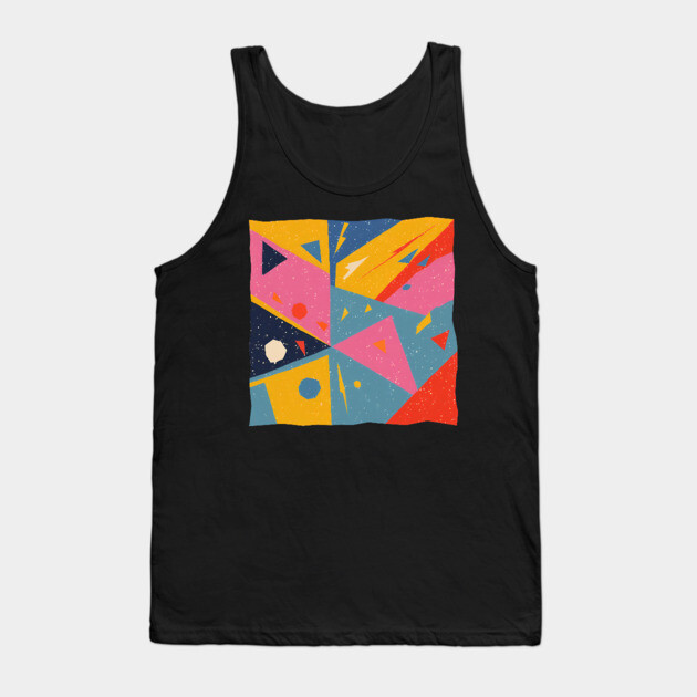 Bold Abstract Shapes - Colorful Geometric Risograph Tank Top by TuncGK