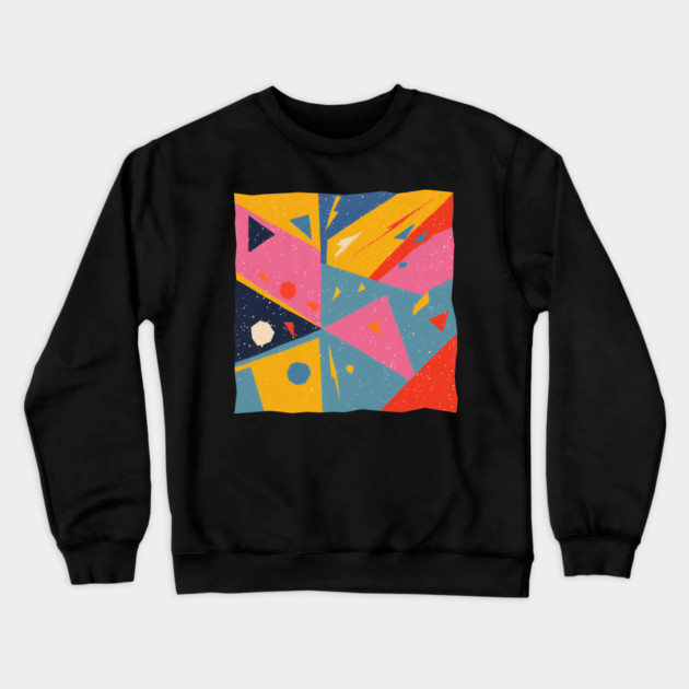 Bold Abstract Shapes - Colorful Geometric Risograph Crewneck Sweatshirt by TuncGK